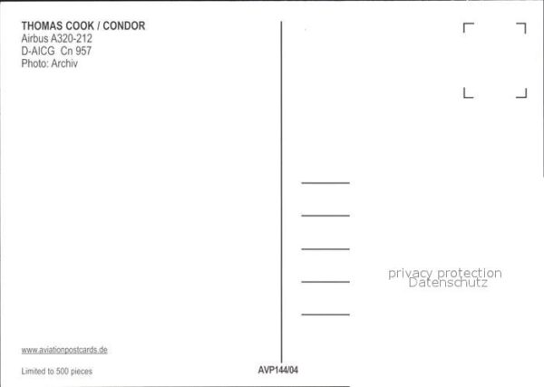 Flugzeuge Zivil Thomas Cook Condor Airbus A320-212 A-AI – Bild 2