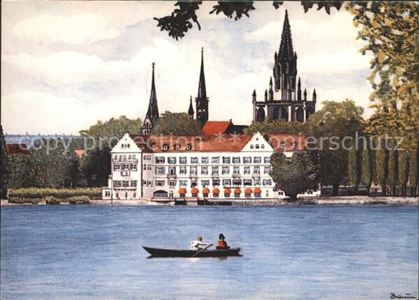 Konstanz Bodensee Seestrasse mit Münster und Inselhotel