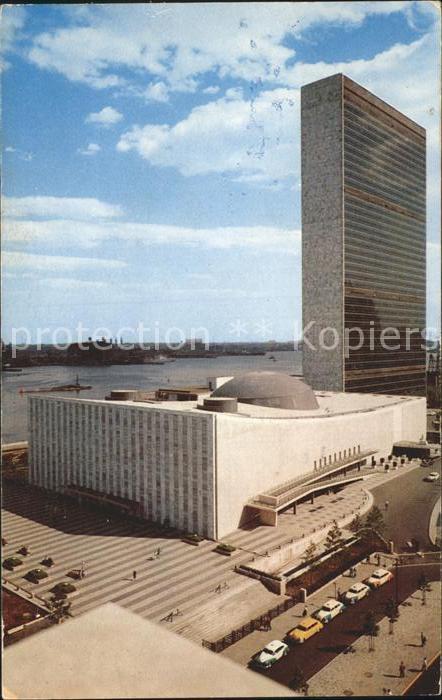 New York City United Nations Building with East River