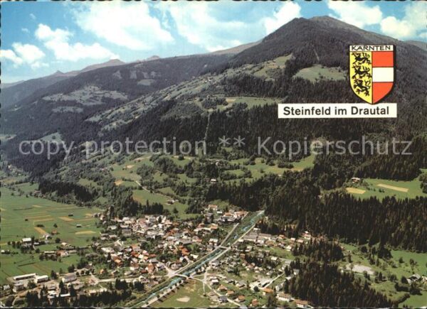 Steinfeld Kaernten Drautal mit Gaugen Fliegeraufnahme
