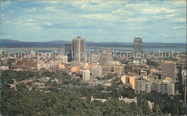 Montreal Quebec Business section sky line Montreal Moun