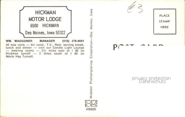 Des Moines Iowa Hickman Motor Lodge – Bild 2