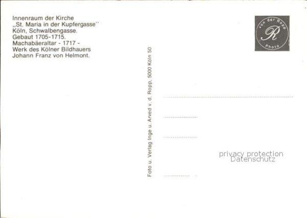 Koeln Rhein Innenraum Kirche St. Maria Kupfergasse – Bild 2