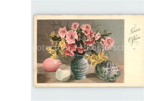 Ostern Easter Paques Schlüsselblumen Ostereier Vase