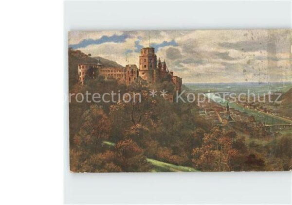 Kuenstlerkarte M. Schöne Heidelberg von der Terrasse g