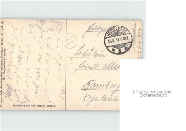 Kuenstlerkarte M. Schöne Heidelberg von der Terrasse g – Bild 2