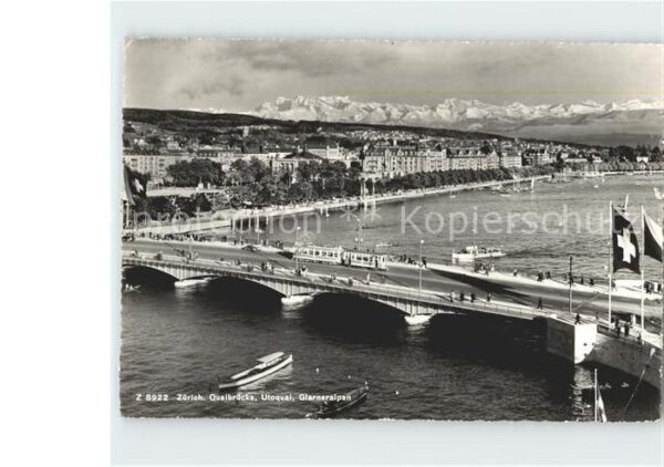 Strassenbahn Zürich Quaibrücke Utoquai Glarneralpen