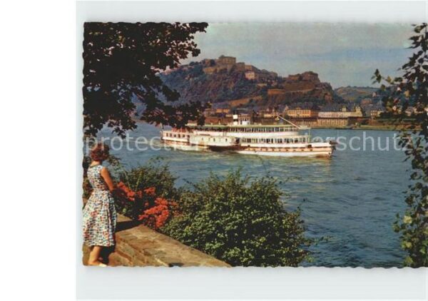 Dampfer Seitenrad Koblenz Feste Ehrenbreitstein