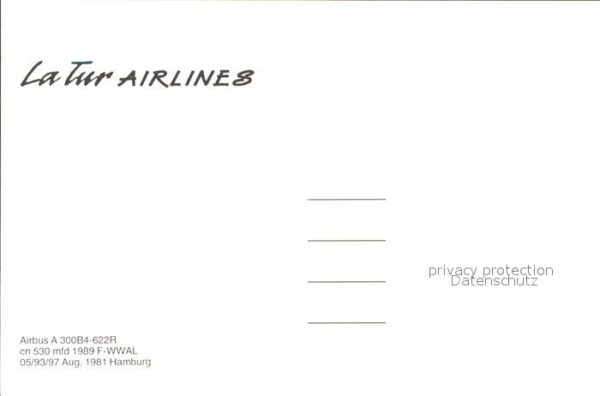 Flugzeuge zivil La Tur Airlines Airbus A 300B4-622R – Bild 2