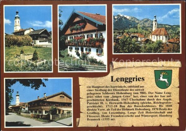 Lenggries Blick zur Kirche Oberbayrisches Bauernh