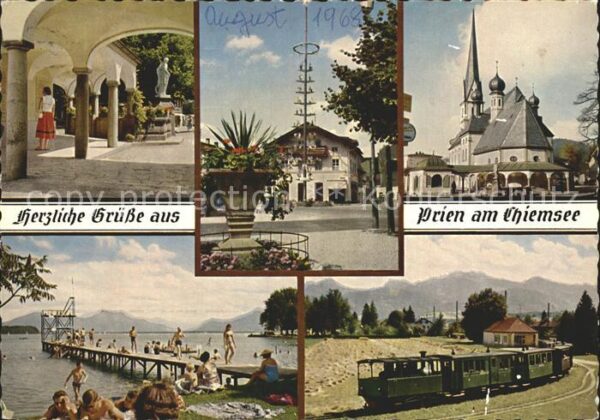Prien Chiemsee Marktbrunnen Maibaum Ortskirche Schwimm