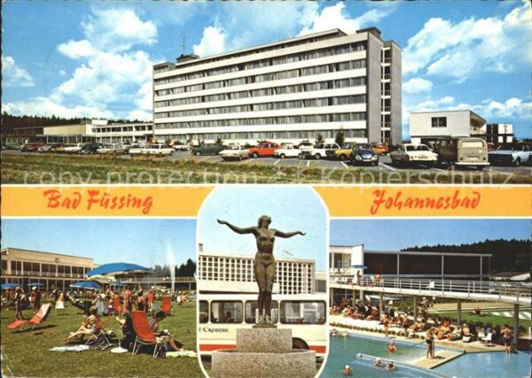 Bad Fuessing Johannesbad Liegewiese Statue Schwimmba