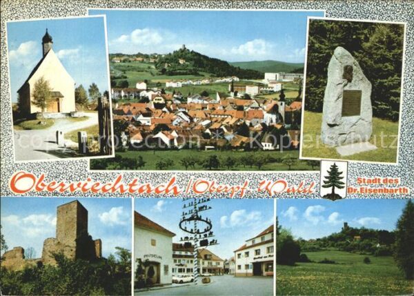 Oberviechtach Kirche Totalansicht Gedenkstein Burg Ma