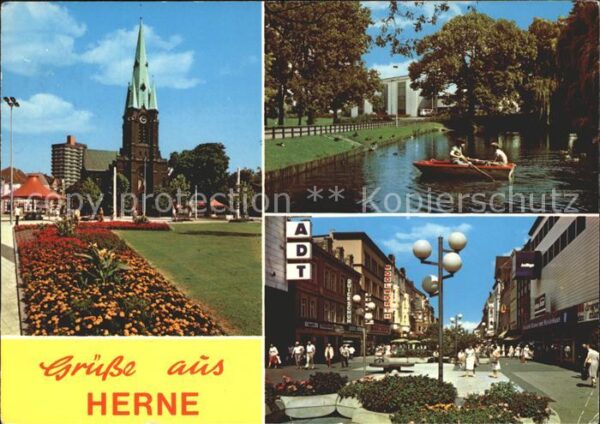 Herne Westfalen Kirche Gondelteich Strassenpartie