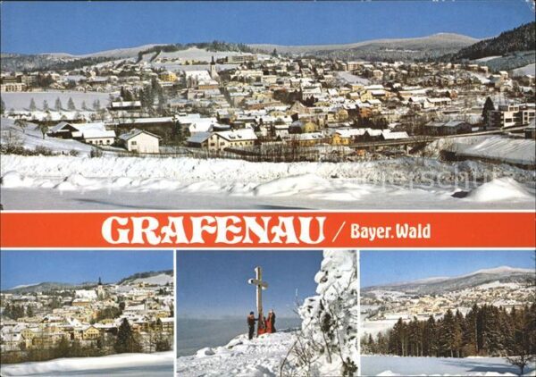 Grafenau Niederbayern Total Ortsansicht Gipfelkreuz Panorama