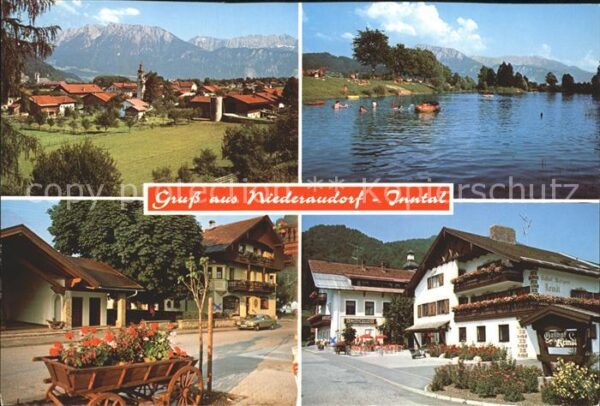 Niederaudorf mit Kaisergebirge Badesee Leiterwagen D