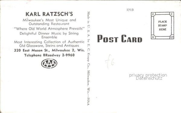 Milwaukee Wisconsin Karl Ratzsch's Restaurant – Bild 2