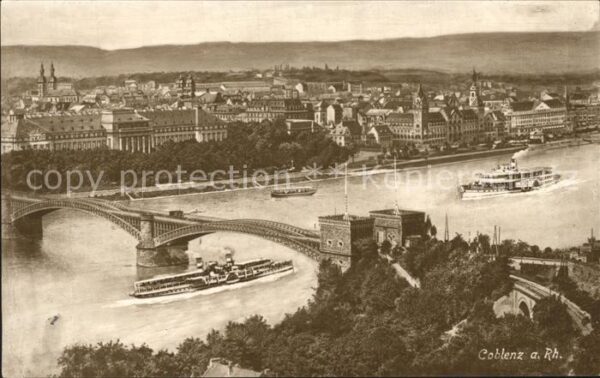 Coblenz Koblenz Rhein Eisenbahnbrücke Dampfer