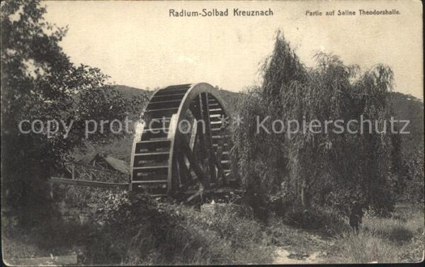 Kreuznach Bad Wasserrad Radium Solbad Partie auf Sali