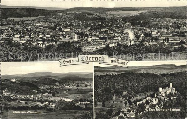 Loerrach Panorama Wiesental Rötteler Schloss Fli