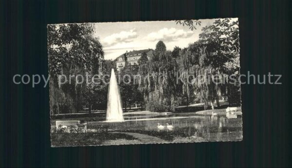 Bad Hersfeld Kurparkteich mit Blick auf Wigbertshöhe