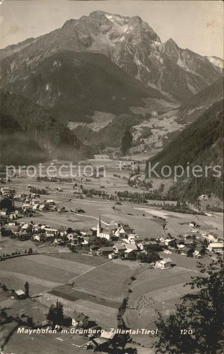 Mayrhofen Zillertal Panorama mit Grünberg