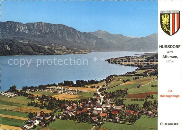 Nussdorf Attersee mit Höllengebirge Wappen Fliegeraufnahm