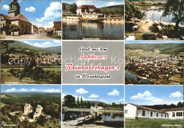 Reinhardshagen Kirche Weser Dampfer Luftbild Landschul
