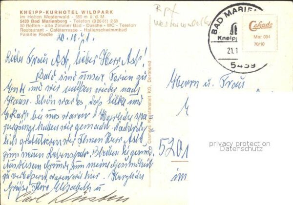 Bad Marienberg Westerwald Kneipp Kurhotel Wildpark Restaurant Ter – Bild 2