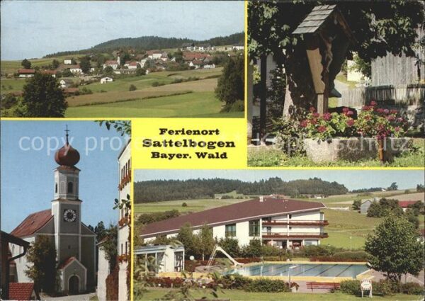 Sattelbogen Ortsansicht Kreuz Blumentrog Kirche Sch