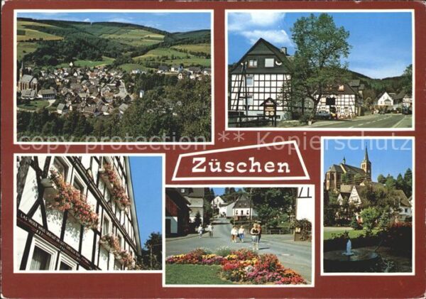 Zueschen Sauerland Ortsansicht Kirche Strassenpartie Fachw