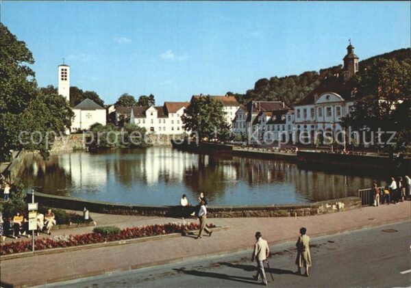Bad Karlshafen Hafen mit Ev Kirche und Rathaus