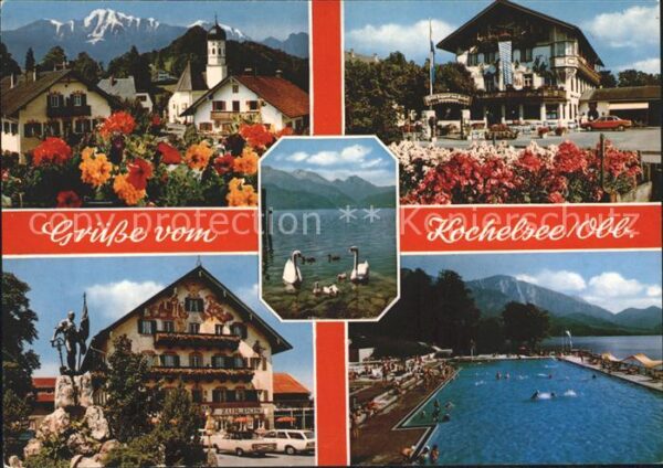 Kochel See Partie an der Kirche Hotel Restaurant S