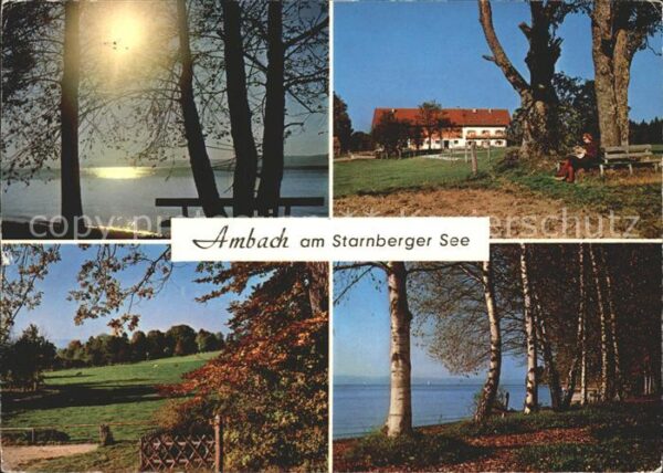 Ambach Starnbergersee Abendstimmung Uferpartie am See Bauernh