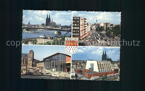 Koeln Rhein Rheinbrücke mit Blick zum Dom Strassenp