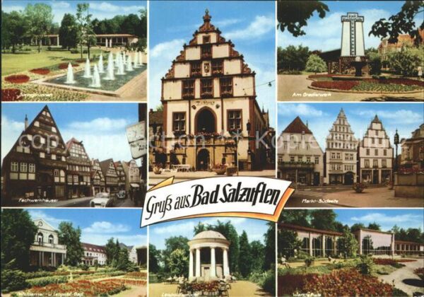 Bad Salzuflen Springbrunnen Fachwerkhäuser Rathaus Gr
