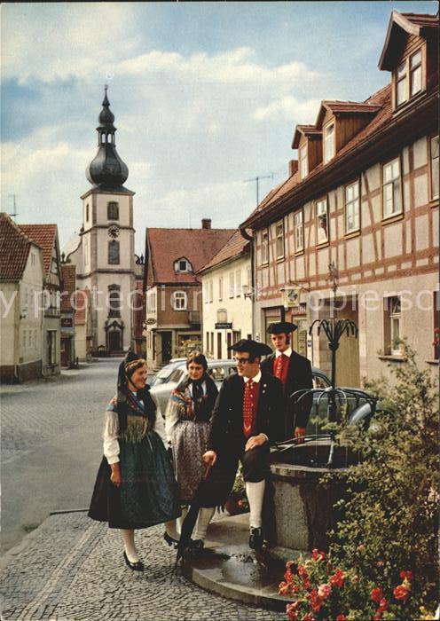 Gersfeld Rhoen Trachtengruppe Brunnen Kirche