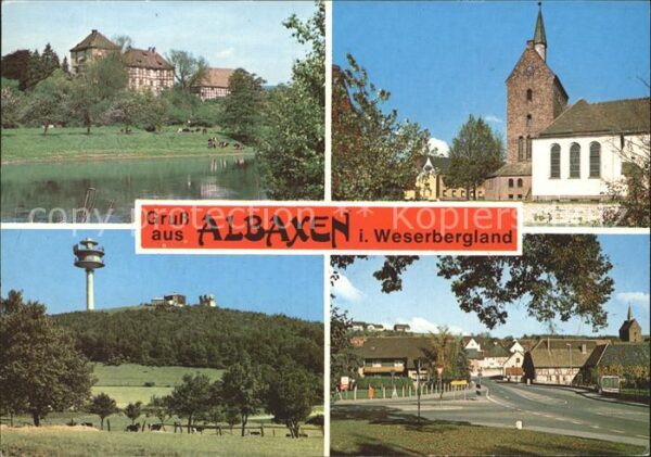 Albaxen Weserpartie Kirche Hauptstrasse Turm