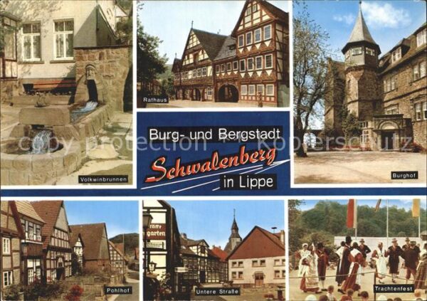Schwalenberg Volkwinbrunnen Rathaus Burghof Trachten