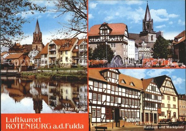 Rotenburg Fulda Fuldapartie Steinweg Kirche Rathaus Fac