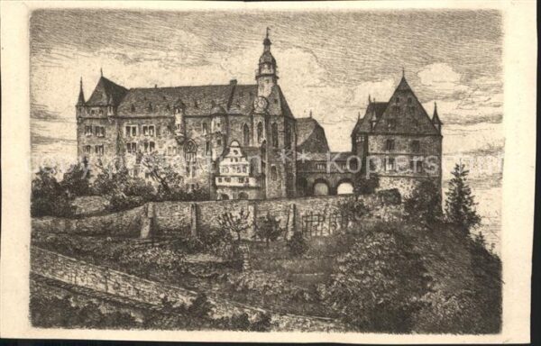 Marburg Lahn Schloss Künstlerkarte