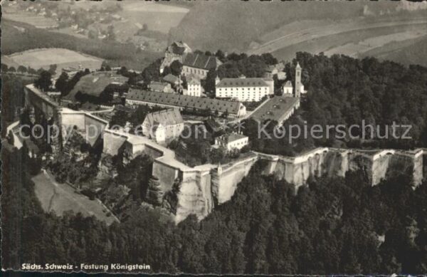 Koenigstein Saechsische Schweiz Festung Königstein Fliegeraufnahme