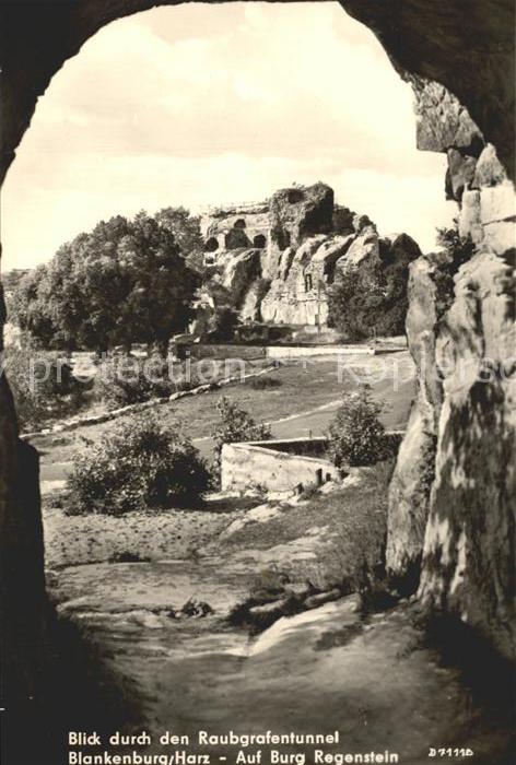Blankenburg Harz Blick durch Raubgrafentunnel auf Burg R