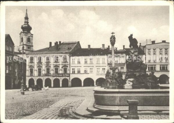 Trautenau Tschechien Marktplatz mit Rübezahlbrunnen