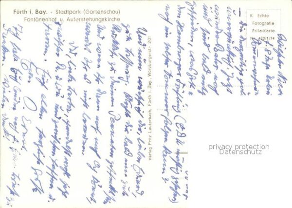 Fuerth Bayern Stadtpark Fontänenhof Auferstehungskirc – Bild 2
