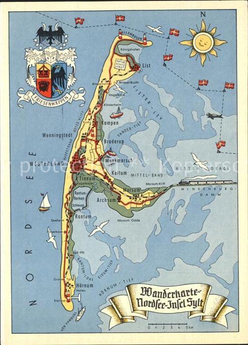 Sylt Wanderkarte der Insel