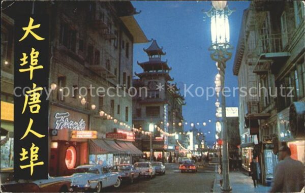 San Francisco California Chinatown and Grant Avenue at night