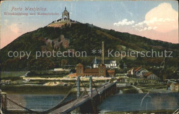 Porta Westfalica Wittekindsberg und Kettenbrücke Kaiser