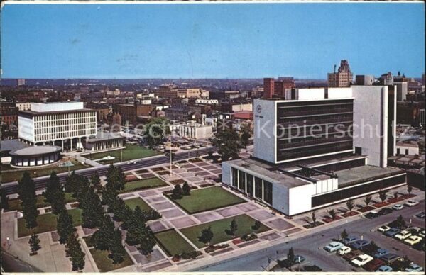 Hamilton Ontario Birdseye view of City Hall and Civic Sq