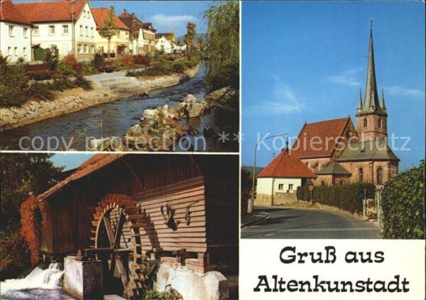 Altenkunstadt Partie am Fluss Kirche Wasserrad Hotel